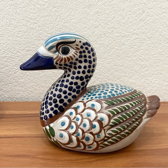 TONALA Mexican Folk Art Pottery Large Duck Sculpture Figurine Decor - Picture 4 of 14